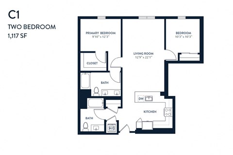 Two Bedroom C1 1117 SF - Resa Long Beach
